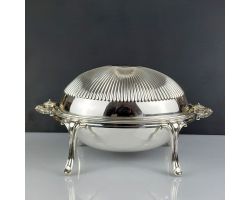 Harrods Roll-top Soup Tureen C. 1894 - Antique Silver Plated (#99713)
