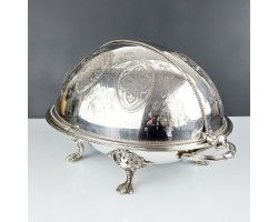 Gorgeous Roll-top Breakfast Dish - Claw Feet - Victorian Silver Plated (#99714)