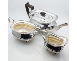 Antique Silver Plated 3 Piece Tea Service Set - Wm Hutton (#99718)