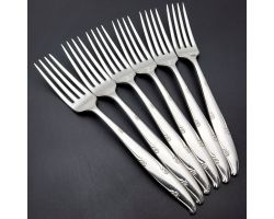 Community Carousel / Silver Flowers Set Of 6 Dinner Forks Silver Plated Boxed (#99735)