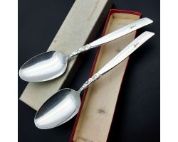 Community South Seas Pair Of Table Spoons Mono 'a' - Vintage Silver Plated Boxed (#99737)