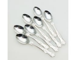 Kings Pattern - 7x Coffee Spoons - Epns A1 Sheffield Silver Plated Vintage (#99756)