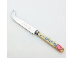 Vintage Hand Painted Cheese Knife - Faux Bone Handled Sheffield Steel Cutlery (#99760)
