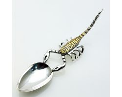 Scorpion Ceremonial Spoon - Raised Tail Handle - Silver Plated On Brass Vintage (#99762)