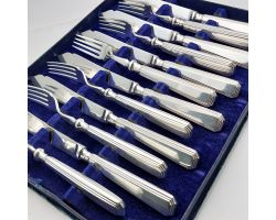 Mappin & Webb Athenian Pattern Boxed Set Of Fish Eaters Silver Plated Vintage (#99775)