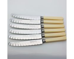 Grant & Sons Hawkedge Dinner Knives Stainless Steel Faux Bone Handle Cutlery (#99782)