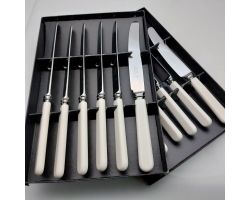 Faux Bone Handle Dinner & Side/dessert Knives Sets #1 Taylors Eye Witness (#99783)