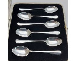 Sterling Silver Rattail Small Demitasse Coffee Spoons Sheffield 1926 Cased (#99786)