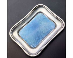 Sterling Silver Blue Guilloche Enamel 68g Pin Dish Birmingham 1923 - A/f (#99790)