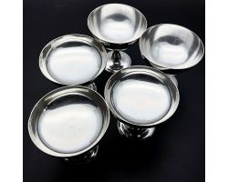 5x Ice Cream / Sorbet Dishes - Silver Plated - Vintage Gladwin Etc (#99807)