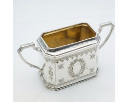 Lovely Shape Antique Bright Cut Silver Plated Sugar Bowl Atkin Bros (#99809)