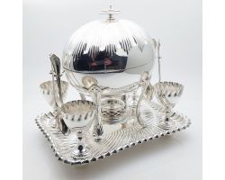 Beautiful Egg Coddler & Cups Cruet Set Silver Plated Antique L&w (#99835)