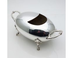 Antique Silver Plated Ovoid Spoon Warmer - Paw Feet (#99838)