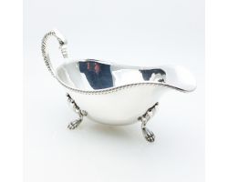 Silver Plated 1/4pt Gravy Sauce Boat Robert Pringle - Paw Feet - Antique (#99860)