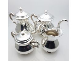 Lovely Small 4 Piece Tea & Coffee Service Set Silver Plated Alpaca Vintage (#99872)