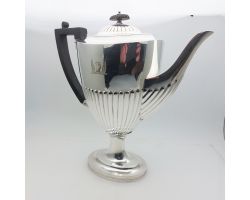 Eagle Crested Semi-fluted Coffee Pot - Silver Plated - Antique Hutton (#99877)