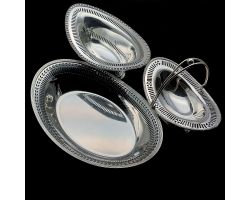 3x Lovely Oval Silver Plated Bowls Dishes Edwardian Georgian Style (#99881)