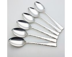 Smith Seymour Ess Ess Kenilworth 6x Dessert Spoons Epns Silver Plated (#99886)