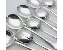 Rattail Pattern 8x Large Soup Spoons - Silver Plated - Epns - Vintage (#99894)