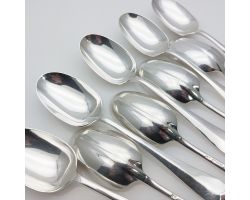 Rattail Pattern 9x Dessert Spoons - Silver Plated - Epns - Vintage (#99895)