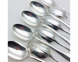 Rattail Pattern 9x Tea Spoons - Silver Plated - Epns - Vintage (#99896)
