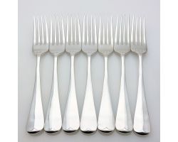 Rattail Pattern 7x Dinner Forks - Silver Plated - Epns - Vintage (#99898)