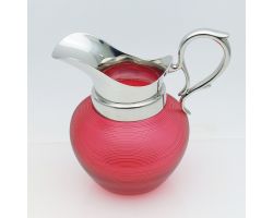 Beautiful Wmf Cranberry Matchstriker Glass Cream  Jug Silver Plated Antique (#99903)