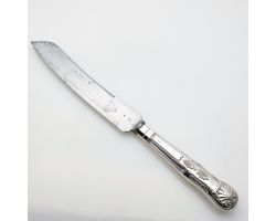 Kings Pattern Sterling Silver Handled Bread Knife Sheffield 1901 Antique (#99906)