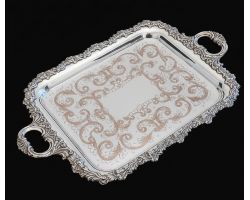 Gorgeous Silver Plated Old Sheffield Plate Style Serving Tray Bha Antique (#99909)