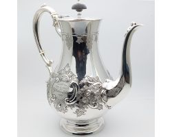Fine Antique Silver Plated Large Repousse Coffee Pot 1911 (#99915)