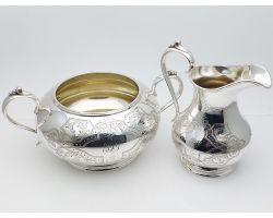 Antique Large Silver Plated Sugar Bowl And Milk Jug Dixon (#99917)