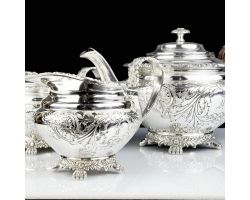 Beautiful 3 Piece Silver Plated Tea Service Set Old Sheffield Style Paw Feet (#99919)
