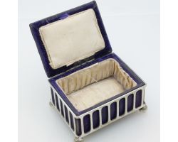 Antique Silver Plated & Velvet Pin Cushion Box Epns (#99921)