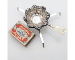 Danish Solid Silver & Mop Tea Strainer C.19th Antique Denmark (#99927)