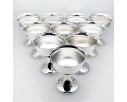 10x Silver Plated Ice Cream / Sundae Dishes Bowls - Ianthe - Vintage (#99942)