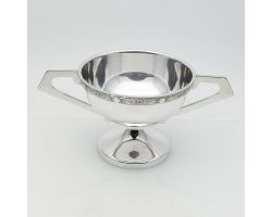 Celtic Lindisfarne Pattern Silver Plated Low Trophy Cup - Vintage (#99943)