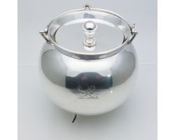 Antique Gypsy Cauldron Silver Plated Lided Bowl - Crested - Victorian (#99946)