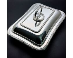 Fine Antique Silver Plated Double Entrée Dish Reed & Ribbon Hc&co (#99954)