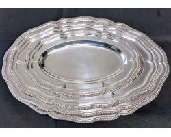 Antique Graduating Set Of 4 Serving Platters Trays Silver Plated Sheffield (#99958)