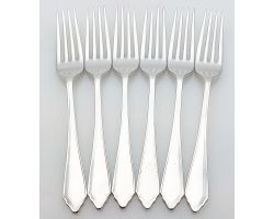 Set Of 6 Silver Plated Side / Dessert Forks 1919 Design Frank Cobb Sheffield (#99974)