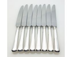 Grecian Pattern - Set Of 8 Dinner Knives Silver Plated & Steel United Cutlers (#99975)