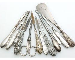Sterling Silver Handled Manicure Vanity Tools Etc Job Lot (#99984)