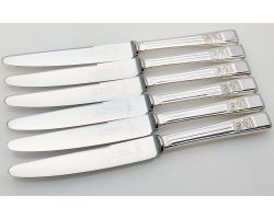 De Montfort Plate Set Of 6 Side/dessert Knives Silver Plated Handles Cutlery (#99992)