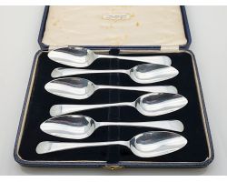 Old English Pattern Cased Grapefruit Spoons Epns Silver Plated Vintage (#99997)