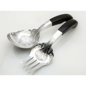 Pair Of Malay Silver Salad Servers - Vintage - 188g (#100002) 1