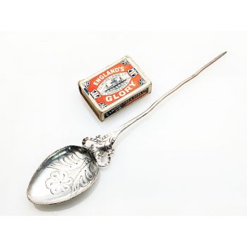 Unusual Arts & Crafts Long Ornate Spoon - Silver Plated On Copper (#100005) 1