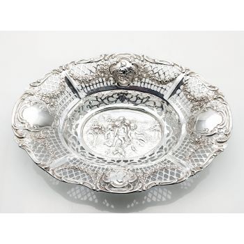 Antique 122g German 800 Solid Silver Cherubs Larger Bonbon Dish (#100009) 1