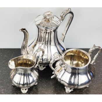 Antique Silver Plated 3 Piece Coffee Service Set Victorian Dixon Sheffield (#100029) 1