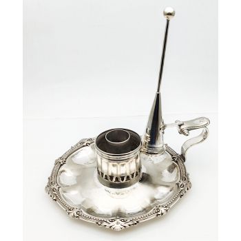 Victorian Storm Chamberstick With Snuffer - Silver Plated - Dixon - Antique (#100049) 1
