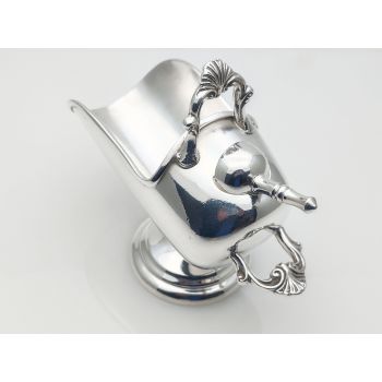Gleaming Silver Plated Coal Scuttle Form Sugar Bowl With Scoop (#100050) 1